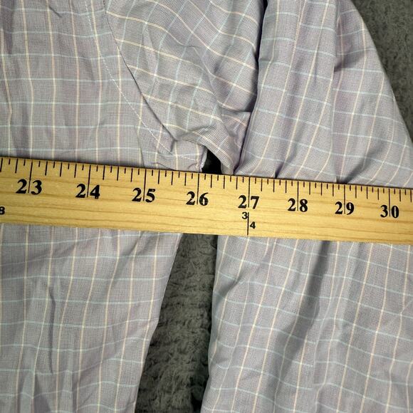 Ede and Ravenscroft Dress Shirt Mens 16.5 - 42 Purple Plaid Button French Cuff - Picture 6 of 8